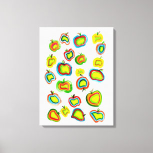 Toile Conception de fruit d'aquarelle pomme funky