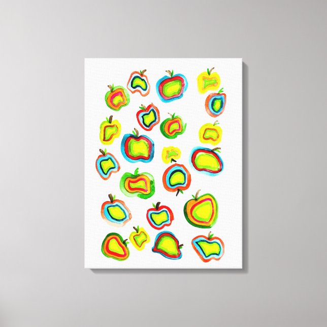 Toile Conception de fruit d'aquarelle pomme funky (Recto)