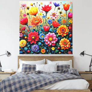 Toile Conception de jardin floral abstrait joyeux