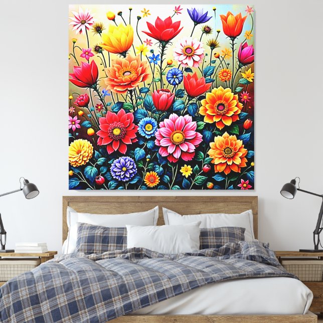 Toile Conception de jardin floral abstrait joyeux (Insitu(Chambre))