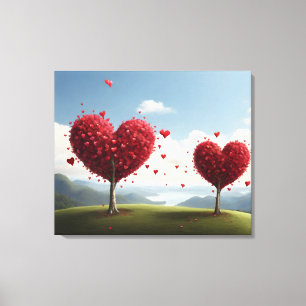 Toile Conception de la Saint Valentin, Coeur sur les arb
