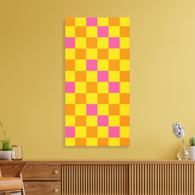 Toile Conception de motif à carreaux orange jaune rose  (Insitu(Salon))