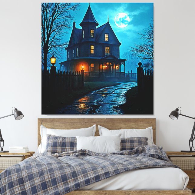 Toile Conception de nuit au clair de lune bleu du manoir (Insitu(Chambre))