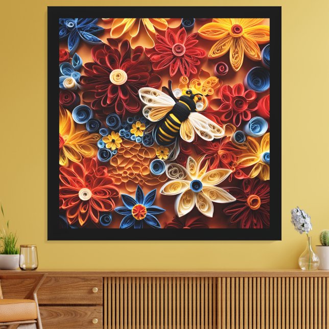 Toile Conception de quilling en papier Abeille entourée  (Insitu(Salon))