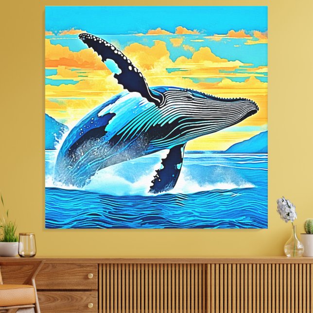 Toile Conception de saut de liberté océanique de baleine (Insitu(Salon))