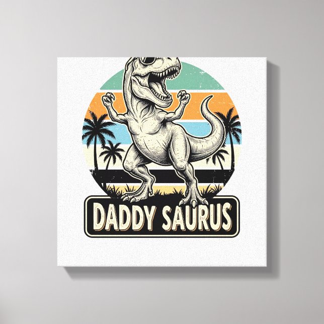 Toile Conception de t-shirt de dinosaure rétro Papa Saur (Recto)