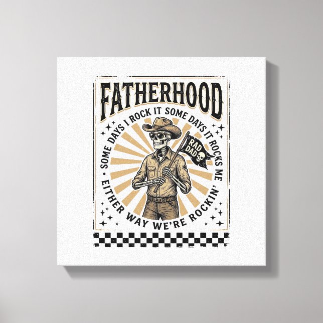 Toile Conception de T-shirt de papa cowboy squelette vin (Recto)