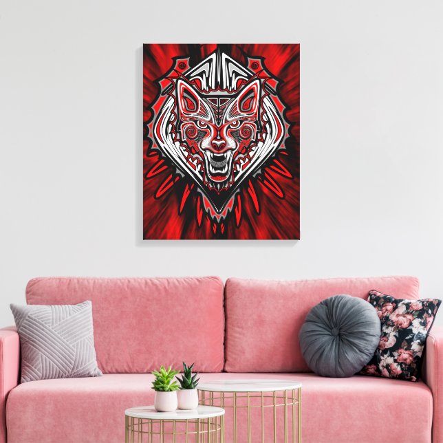 Toile Conception de totem tribal Haida Loup (Insitu(Salon))