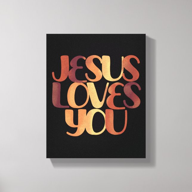 Toile Conception de typographie chrétienne Jésus aime  (Recto)