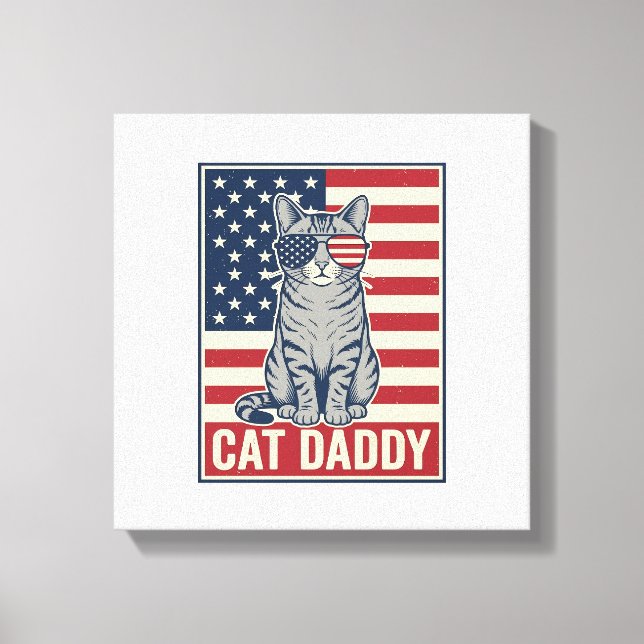 Toile Conception de vecteur de chat patriotique Cat Dadd (Recto)