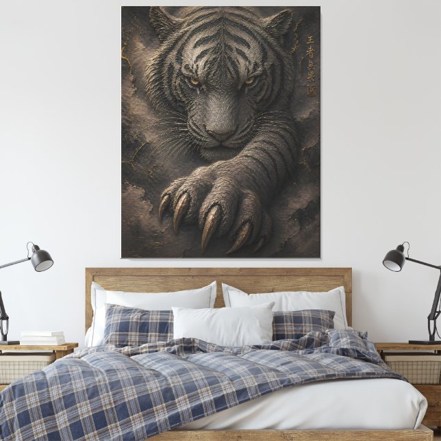 Toile Conception d'énergie dorée de tigre blanc puissant (Insitu(Chambre))