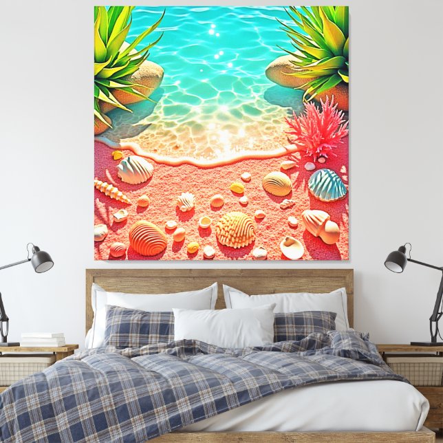 Toile Conception des coquilles de plage baisées au solei (Insitu(Chambre))