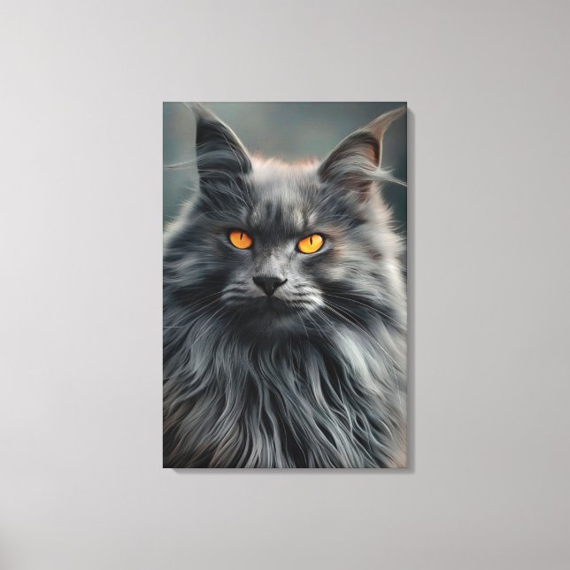 Toile Conception majestueuse de portraits de chats long- (Recto)