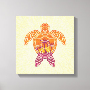 Toile Conception Tropicale de la tortue de mer coucher d