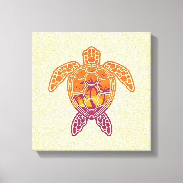 Toile Conception Tropicale de la tortue de mer coucher d (Recto)
