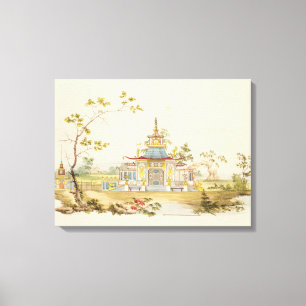 Toile Concevez pour un temple chinois, c.1810 (stylo et