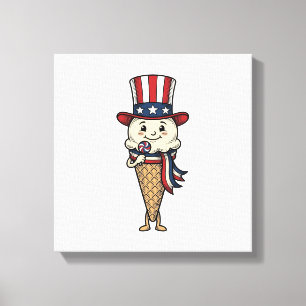 Toile Cône de glace patriotique Dessin de gravure vintag