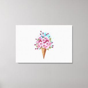 Toile Cône rose Sakura crème glacée gaufre