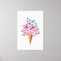 Cône rose Sakura crème glacée gaufre