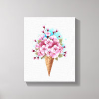 Cône rose Sakura crème glacée gaufre