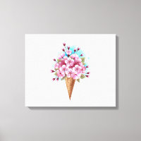 Cône rose Sakura crème glacée gaufre