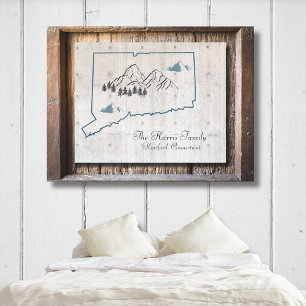 Toile Connecticut Rustique Bois Cadre State Canvas Art