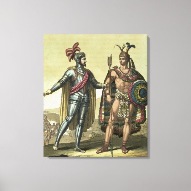 Toile Conquistador avec un chef amérindien (couleur (Recto)