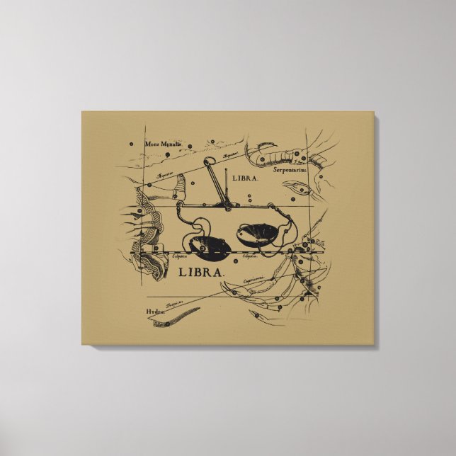 Toile Constellation de librairie vintage style Hevelius (Recto)