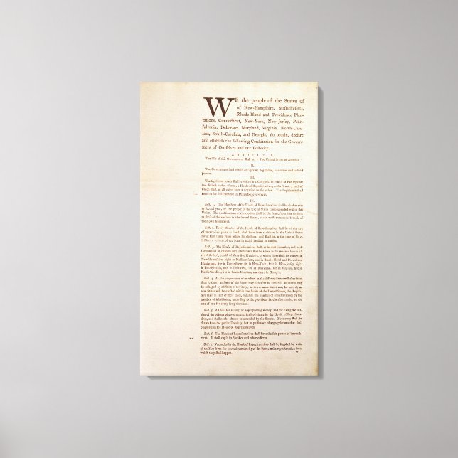 Toile Constitution des États-Unis, 1787 (Recto)
