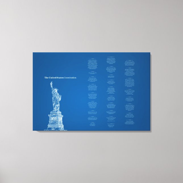 Toile Constitution des États-Unis Bleu et Statue de la L (Recto)