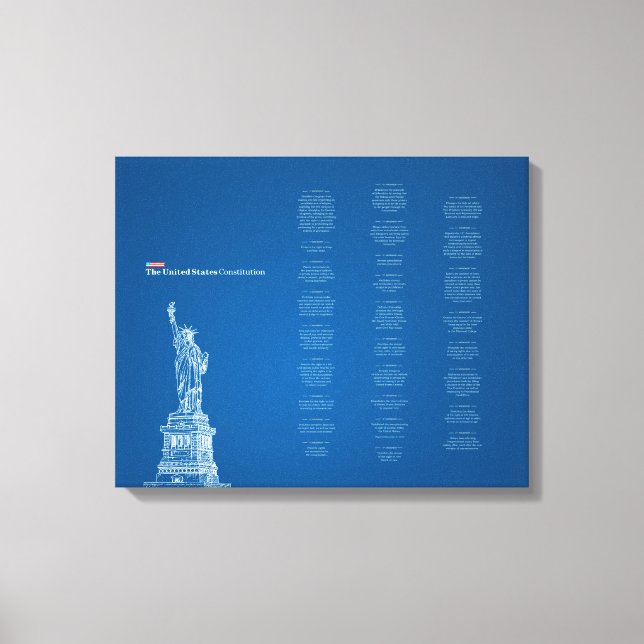 Toile Constitution des États-Unis Bleu et Statue de la L (Recto)
