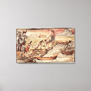 Toile Constructeurs de bateaux indiens mexicains