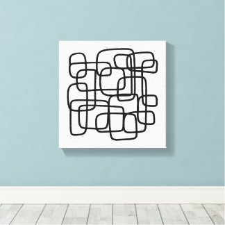 Toile Contemporary Abstract Line Art Black And White