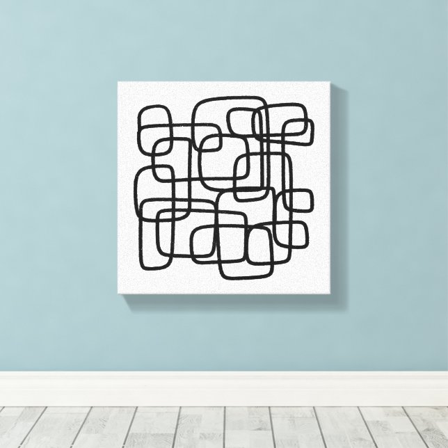 Toile Contemporary Abstract Line Art Black And White  (Insitu (Plancher de Bois))