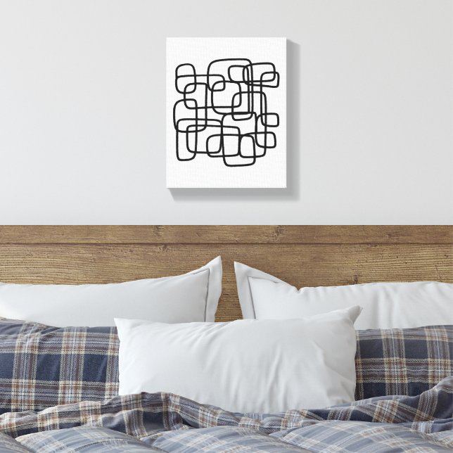 Toile Contemporary Abstract Line Art Black And White  (Insitu(Chambre))