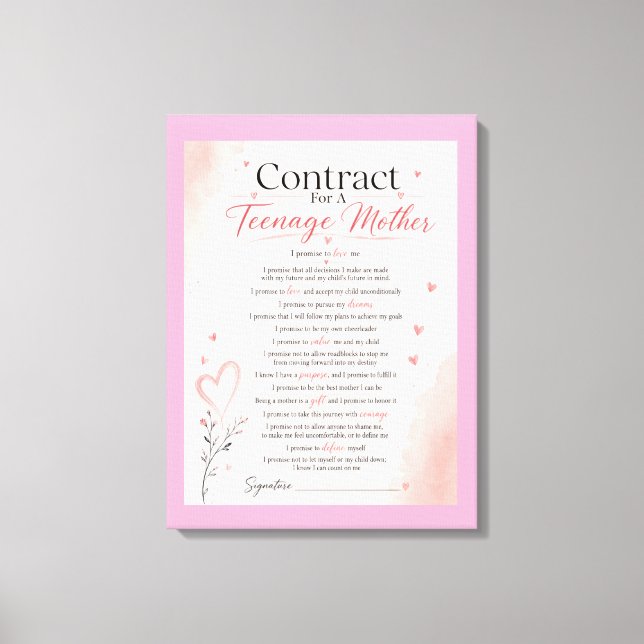 Toile Contrat pour les mères adolescentes (Recto)