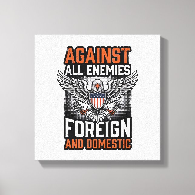 Toile Contre tous les ennemis conception de t-shirt Eagl (Recto)
