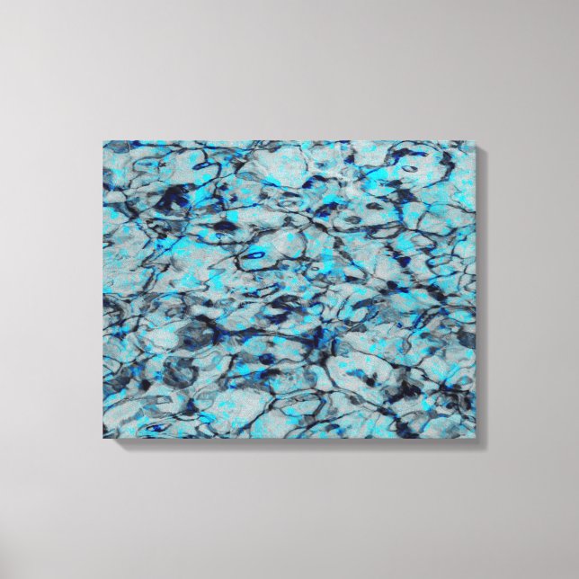 Toile Cool, art numérique moderne d'aquarelle bleue (Recto)