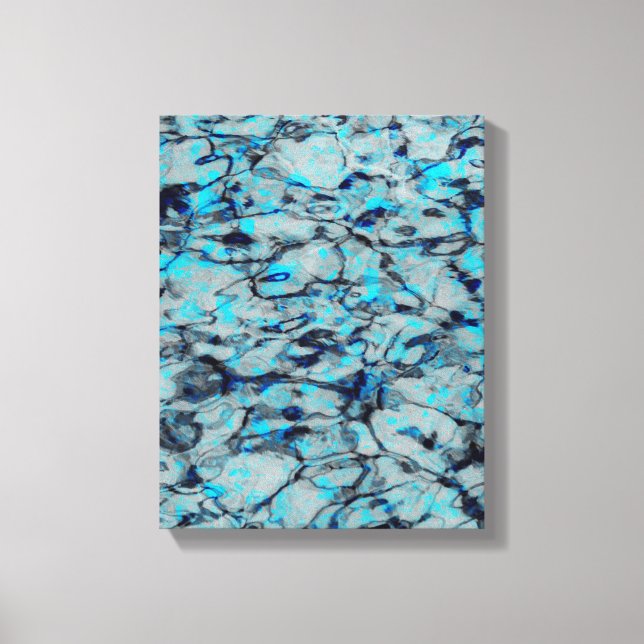 Toile Cool, art numérique moderne d'aquarelle bleue (Recto)