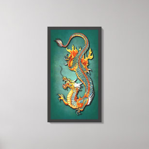 Toile Cool Colorful Vintage Imaginaire Feu Dragon Tatoua