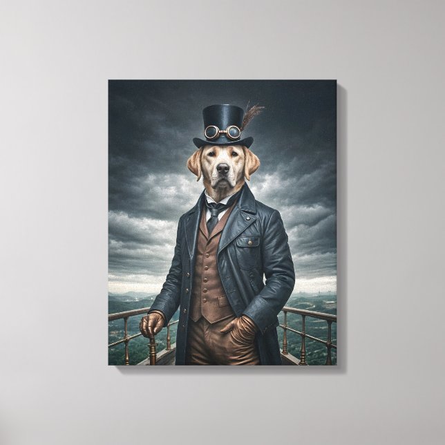 Toile Cool Elégant Victorian Steampunk Labrador Chien Ar (Recto)