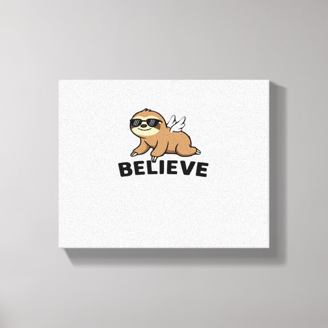 Toile Cool Flying Sloth Croyez Drôle Motivational Design (Recto)
