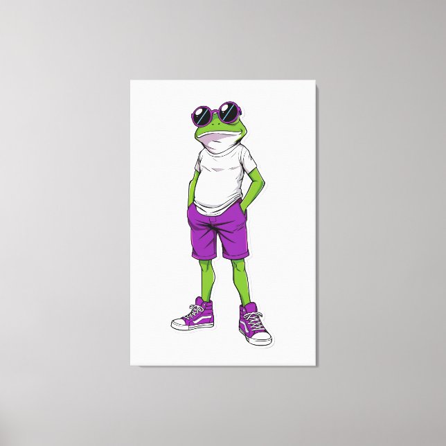 Toile Cool Frog Canvas – Funny Glasses Frog Kids WallArt (Recto)