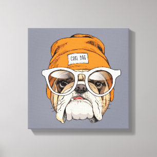 Toile Cool Hipster Bulldog