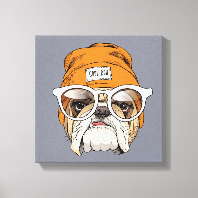 Toile Cool Hipster Bulldog (Recto)