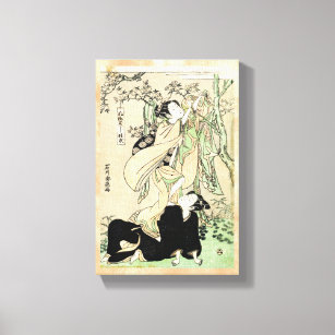 Toile Cool japonais vintage ukiyo-e scroll deux geishas