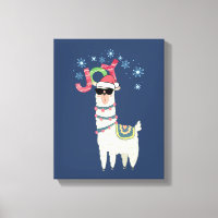 Cool Llama à Santa Hat avec des flocons de neige N