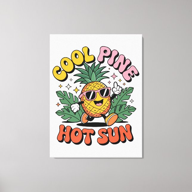 Toile Cool Pine Hot Sun Rétro Pinède Vibes d'Été (Recto)