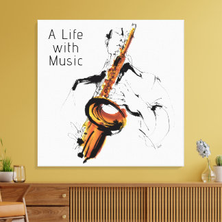 Toile Cool Retro Man Playing Alto Saxophone - Jazz