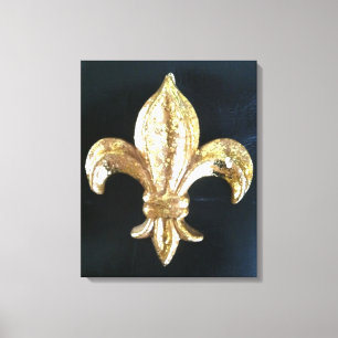 Toile Copie audacieuse de Fleur de lis d'or sur le noir